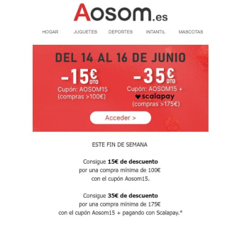 Descuento de 35€ o 15€ según importe de compra