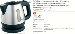 Tefal BI8125 - Waterkoker - Zilver voor €29,49 bij Amazon