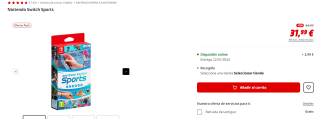 Videojuego Nintendo Switch Sports por 31,99€