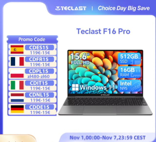 TECLAST F16Pro Laptop 15.6 pulgadas, 16GB RAM 512GB SSD por 212,18€