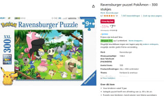 Ravensburger puzzel Pokémon - 300 stukjes voor €7,09 met Amazon Prime