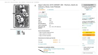 Mechero Zippo Collection 2019 Diseño Calavera y Rosas plateado por 39,25€