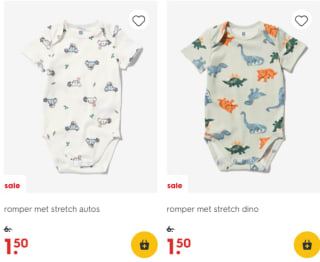 Diverse rompertjes vanaf €1,50 bij Hema