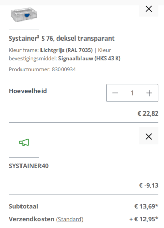Code voor 40% korting op alle Systainers opbergboxen