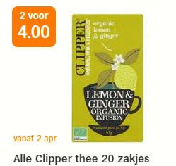 Alle Clipper thee 20 zakjes -2 stuks - voor €4 bij de AH