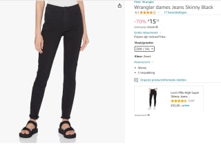 Wrangler High Rise Skinny jeans voor €15,13 bij Amazon NL