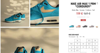 Nike Air Max 1 PRM corduroy Baltic Blue voor €119 bij Asphaltgold