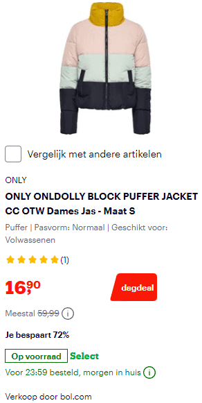 Tot 75% korting op jassen voor volwassenen bij Bol.com