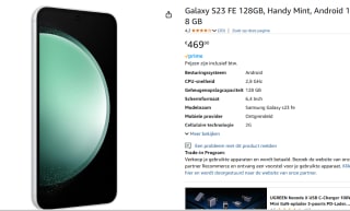 Samsung Galaxy S23 FE 128GB S711 Groen voor €469,90 bij Amazon