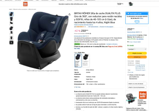 BRITAX RÖMER Silla de coche DUALFIX PLUS Giro de 360°, con reductor para recién nacidos y ISOFIX 40-105 cm por 212,50€