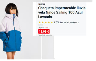 Chaqueta Impermeable para Niños Tribord Sailing 100 por 12.99€