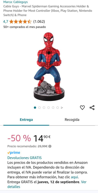 Cable Guys - Marvel Spiderman por tan sólo 14,90€