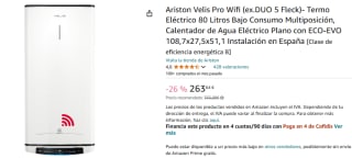 Ariston Velis Pro Wifi Termo Eléctrico 80 Litros Bajo Consumo por 263,64€