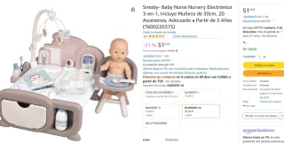 Smoby Baby Nurs Electrónica, Muñeco Incluido 32 Cm por 51,54€
