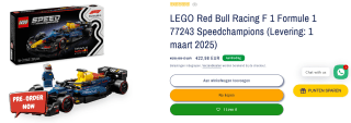 LEGO Max Verstappen Red Bull Racing F 1 Formule 1 77243 Speed champions voor €22,98