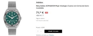 Reloj Adidas AOFH22005 de Mujer Analogico de Cuarzo con Correa de Acero inoxidable por 71.95€