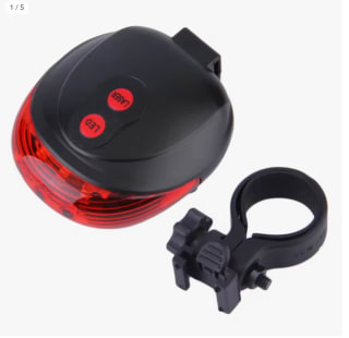 Luz 5 LED y Laser Trasera para Bicicleta Bici Moto Delimita Distancia por 0,94€