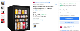 Frigobar 2.4 pies 70L por $3,599 en MErcado Libre