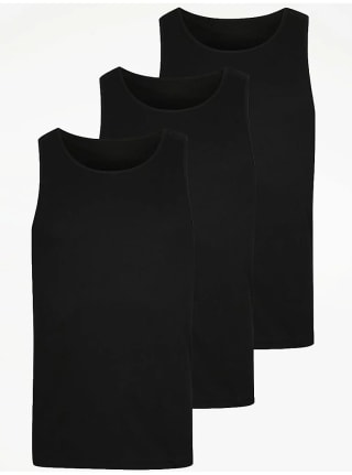 Black/Grey/White Plain Vests 3 Pack - £4