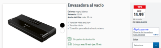 Envasadora al vacío por 14.99€