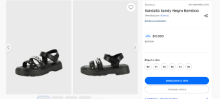 Sandalia Sandy Negro Bamboo por $15.990