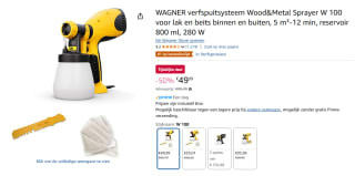 WAGNER verfspuitsysteem Wood&Metal W 100 voor €49,95 bij Amazon.