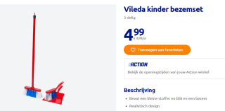 Vileda kinder bezemset voor €4,99 bij Action