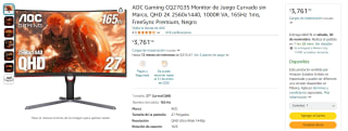 Monitor AOC CQ27G3S Curvo 27" por $3,762 | Descuento Amazon