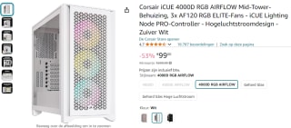 Corsair 4000D Airflow PC case voor €99 bij Amazon
