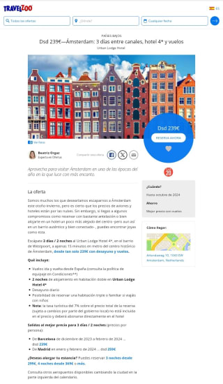 Ámsterdam 3 días H 4* + Vuelos desde 239€.