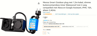 Meross Homekit Smart Outdoor Eu Plug Wifi voor €19 bij Amazon