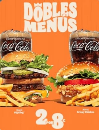 BURGER KING Menús Dos por solo 8€