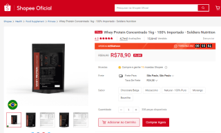 Whey Protein Concentrado de 1kg da Soldier Nutrition - R$ 63,90