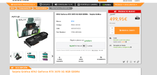 KFA2 GeForce RTX 3070 SG 8GB GDDR6 por 499,95€