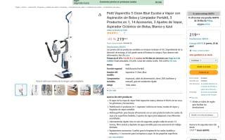 Polti Vaporetto 3 Clean Blue Escoba a Vapor por 219,45€