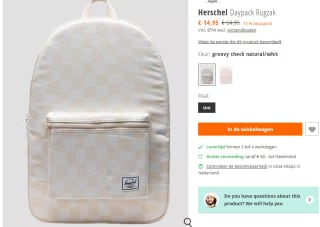 Rugzak Herschel Supply Co. Classic voor €14,95 bij Blue-tomato