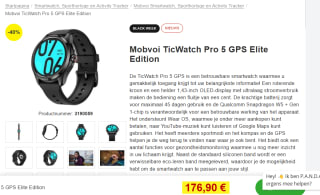 Smartwatch Mobvoi TicWatch Pro 5 GPS Elite Edition voor €176,90 bij Proshop