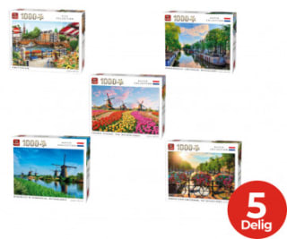 King Hollands Puzzel Pakket - 5x1000 Stukjes - 68 x 49 cm voor €24,95 bij Dagknaller