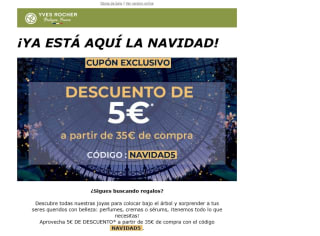 5€ descuento a partir de 35€ de compra desde Yves Rocher