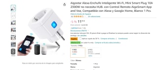 Enchufe Inteligente Wi-Fi, Mini Smart Plug 10A 2300W no necesita HUB, Aigostar alexa por 6€