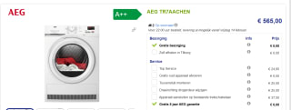 AEG 7000 series TR7AACHEN warmtepompdroger voor €565 bij Beterwitgoed.