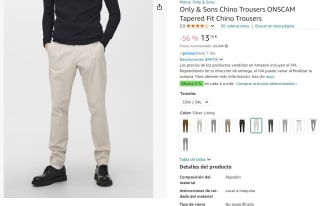 Only & Sons pantalones Chino Trousers ONSCAM desde 13,16€