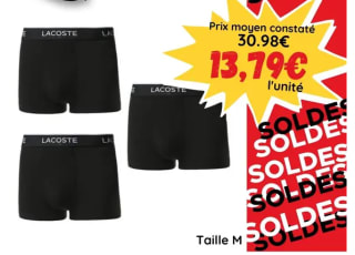 3 boxers Homme Lacoste 30,98€