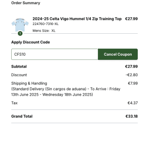 Camiseta de entrenamiento Hummel Celta Vigo 2024-25 con cremallera 1/4 por solo 25,19€