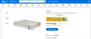 Colchon New Valdivia 2 Plazas Beige 150X190X28 Cm por $139.990