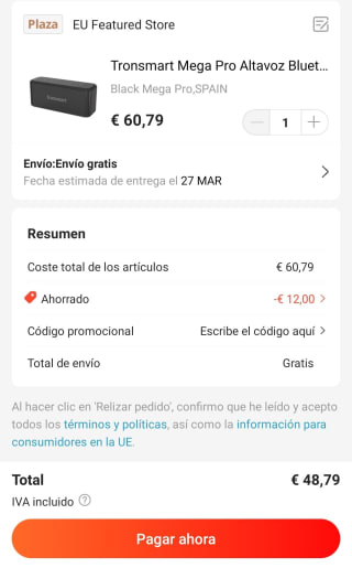 Tronsmart Mega Pro Altavoz Bluetooth por Sólo 48,79€
