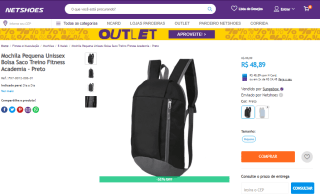 Mochila Unissex para Academia - R$ 48,89
