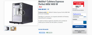 Cafetera Melitta Espresso Perfect Milk 1400 W por 195,99€