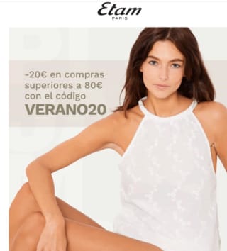 20€ o 10€ de descuento segú importe de compra en Etam