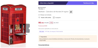 Beefeater Calendario de Navidad 24 regalos por 80,70€ (cuenta nueva por 68,70€)